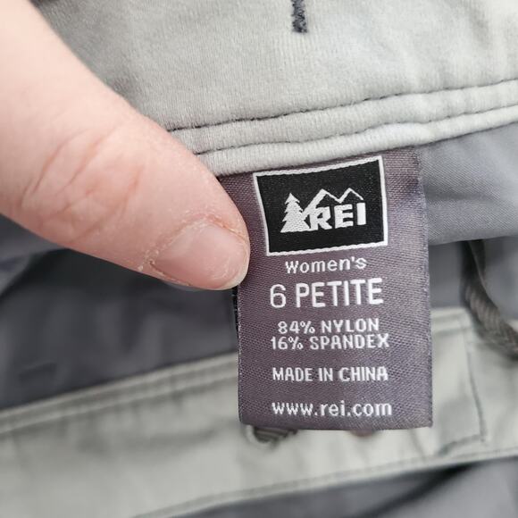 REI Pants Womens 6 Petite Gray Nylon Spandex Hiking Outdoor Drawcord Hem Stretch - Picture 3 of 9